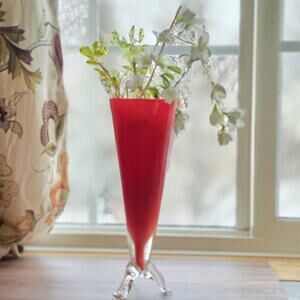 Vintage Red Glass Trumpet Vase Bo Borgstrom for Swedish Glass Art